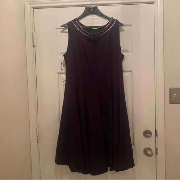 Purple Bejewled Flare Tail Dress - Picture 2 of 16